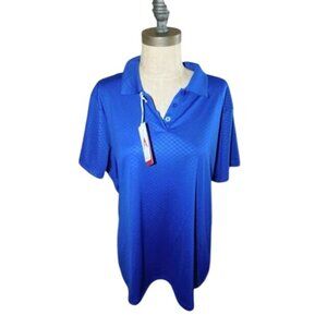 Antigua Size XXL 2X Ladies Blue Short Sleeve Polo Golf Etched Shirt Top NWT